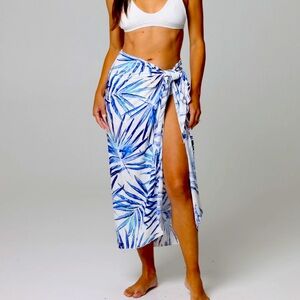 J. Valdi vibrant blue leaf pareo skirt coverup